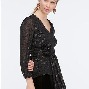 J. Crew Tie-waist V-neck Top Metallic Dot - NWT